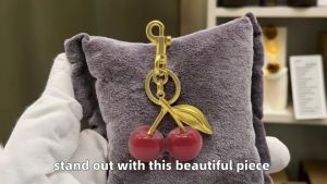 Cherry Keychain Bag Purse Charms for Women Handbags Cherry Accessories Mothers Day Birthday Christmas Valentine Gifts Stylish Keychain Accessory with Key Ring