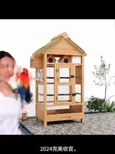 Feather Dust and Splash Proof Luxury Wooden Parrot Cage