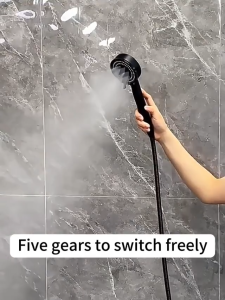 4 In 1 Black/Silver Shower Set With 3 Way Faucet High Pressure Shower For Bathroom Shower Head