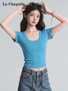 La Chapelle | Shoulder Fitted Round Neck Knitted Short Sleeve T-shirt