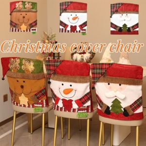 【HHarbour】ผ้าคลุมเก้าอี้คริสมาส ผ้าคลุมเก้าอี้ ลายซานต้าครอส สําหรับตกแต่งโต๊ะ ของตกแต่งวันคริสต์มาส