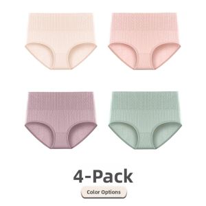 miiow | Womens High-Waist Silk Cotton Underwear Breathable Soft Antibacterial Triangle Panty Comfortable Abdomen Lifting Hip Brief