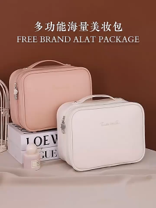 Beg makeup Travel Pouch makeup Makeup Bag Toiletries bag Beg kosmetik Beg skincare PU Large Capacity Waterproof Cosmetic Bag 化妆包