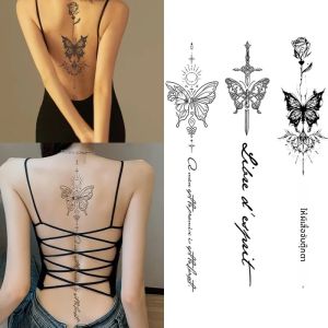 One Butterfly Spine รอยสักชั่วคราวกันน้ํา ยาวนาน 1-2 สัปดาห์ สีสักกึ่งถาวร รอยสักปลอมที่สมจริง