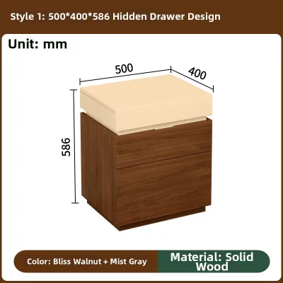 HANYUAN | Small Bedroom Storage Nightstand with Secret Compartment