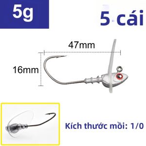 Bộ 5 Móc Câu Jig Kèm Đế Lặn 3.5g-14g Mồi Câu Cá Bass Móc Câu Thép Carbon Cao Cấp Dùng Cho Câu Cá Biển Trên Thuyền