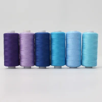 Bộ 6 Cuộn Chỉ May Polyester Nhiều Màu Sắc Dùng Cho May Vá Và Thêu Thủ Công 100% Polyester Chống Mài Mòn