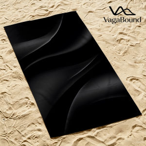 BILIBILI | Sleek Black Satin Flow Luxury Beach Towels Crafted from Combed Cotton Plush and Absorbent Beach Towel or Pool Towels