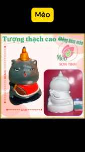 Tượng thạch cao Mèo tướng quân M32 (Không kèm màu) Bé Tô Màu Tô Tượng
