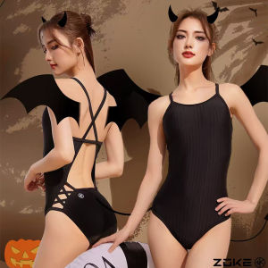 ZOKE | Racing Swimsuit No Padding Triangular Black Lacy Back