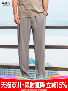 กางเกงขายาวทรงตรงลำลองสำหรับผู้ชาย Enjeolon กางเกงขายาวทรงหลวมสำหรับใส่ไปทำงานในช่วงฤดูร้อน