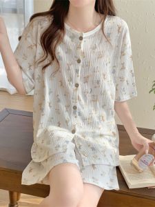 Internet Celebrity Sweet Girl Style Rabbit Pajamas Womens Summer Outwear Cartoon Cute Student Short Sleeve Shorts Homewear Suit