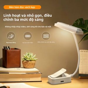 Đèn Đọc Sách Kẹp 3 Màu Có Thể Sạc Lại Đèn LED Mini Linh Hoạt Đèn Ngủ Bảo Vệ Mắt Di Động Để Đọc Sách Học Tập Trên Bàn Cạnh Giường