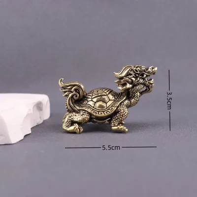 Good Fortune Brass Dragon Turtle Decorative Figurine