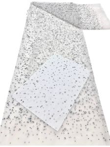 Special Rhineston French Tulle Lace Hot Sale High Quality African Nigerian Sequins Mesh Lace Fabric For Evening Party Dress