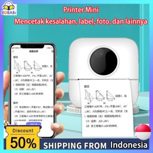 Mini Thermal Printer Bluetooth Mini Pocket Printer Wireless Label Maker Printer Label Tanpa Tinta Termal Printer Inkless Label Maker  Mini Foto Gambar Untuk Android iOS DIY Picture Photo Label Memo Receipt Paper with USB for Phone PC
