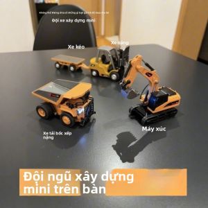 Bộ Xe Kỹ Thuật Điều Khiển Từ Xa Bằng Kim Loại Tỷ Lệ 1:64 - Bao Gồm Xe Tải Khai Thác Mỏ Máy Xúc Xe Nâng Hàng Mô Hình Đúc Kim Loại Hạng Nặng Để Chơi Trên Bàn