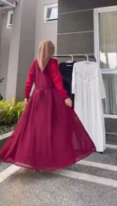 Handa by Spassy Gamis Maxi Dress Bahan Brokat Cornelli Gliter LD 110 PB 140
