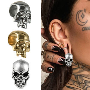 2-1PCS Punk Skull Ear Plugs Tunnels Earring Ear Stretched Magnetic Ear Weights Expander Stainless Steel Ear Gauges Body Jewelry