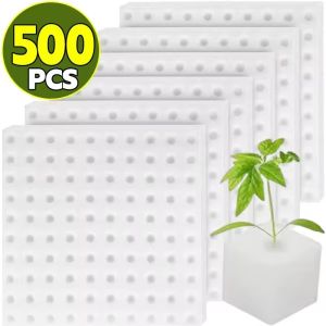 ฟองน้ำสำหรับเพาะกล้าสีขาว500/100ชิ้นถาดปลูกผักไฮโดรโปนิกส์ไร้ดินอุปกรณ์ปลูกโปสเตอร์โรงเพาะต้นไม้ในสวน