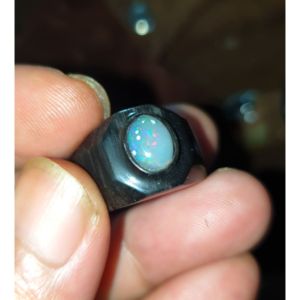 Batu kalimaya kristal banten ring tanduk black size 7/8