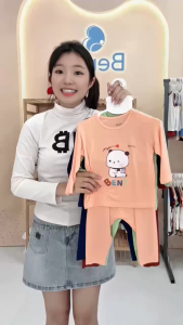 Bộ dài tay cài vai in hình gấu BENTY BT008 dễ thương cho bé đồ bộ chuyên mặc ngủ