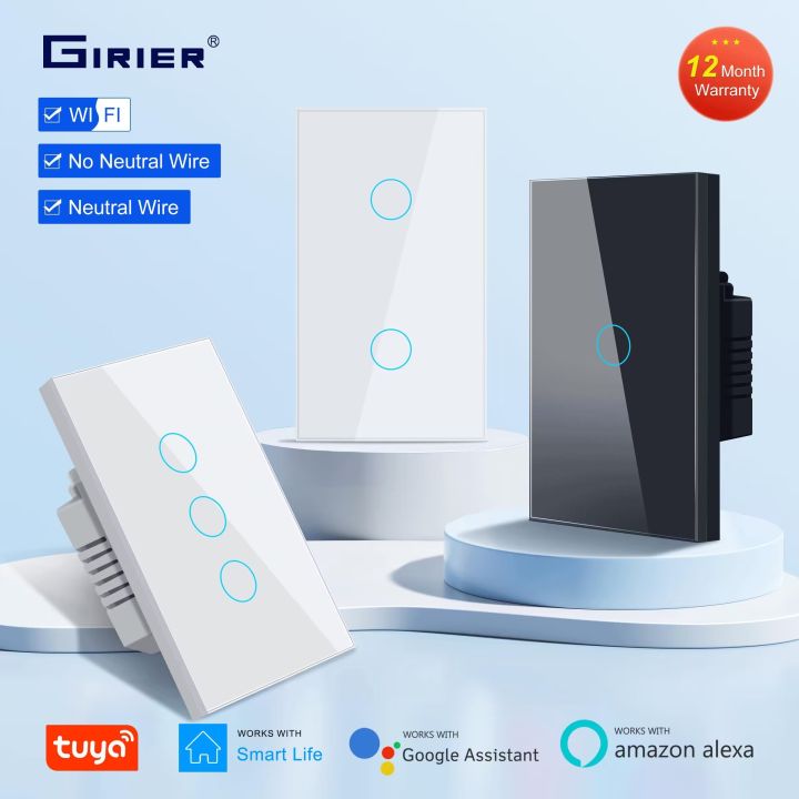 WiFi Smart Touch Light Switch – No Neutral Wire Required, Works With Alexa & Google, 1/2/3 Gang
