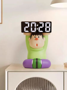 Creative Fat Tiger Desktop Clock Living Room TV Cabinet Decoration Gift Resin Material Modern Simple Style Storage Function