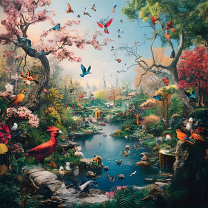 Jigsaw Puzzle 500/1024PCS Tropical Flowers Birds Paradise Scene Art Brain Teaser Puzzle Calming Hobby Gift