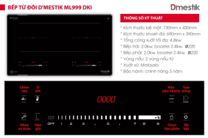 Bếp từ đôi thông minh Dmestik ML999DKI inverter mặt kính sang trọng công suất 4800W hiện đại