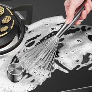 สแตนเลสแปรงแปรงทำความสะอาด แปรงทำความสะอาดหม้อสนิม แปรงทำความสะอาดห้องครัว แปรงคลาบติดแน่นแรงชุดจับกระทะแขวนได้