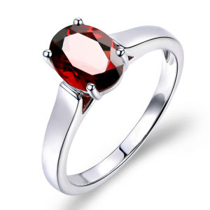 Natural Garnet Ring Womens 925 Sterling Silver Japanese and Korean Minimalist Ruby Hipster Live Ring Birthday Gift