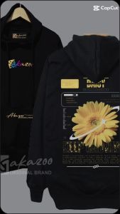 AKAZOO Hoodie Pria Distro Polos Bahan Tebal Lembut SB DPN BLKANG BUNGA KEEP GROWING Sablon Saku