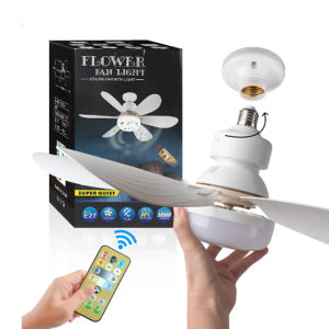 พัดลมเพดานพร้อมรีโมทซ็อกเก็ตพัดลม LED E27 สกรูพัดลมไฟฟ้าสําหรับห้องครัวห้องนอนห้องขนาดเล็ก AC85-260V