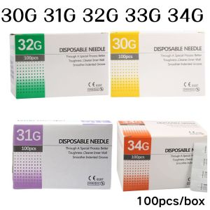 100PCS 30G 31G 32G 33G 34G 4/6/13mm Painless Needle Beauty Ultrafine Piercing Needle Hypodermic Filler Needle