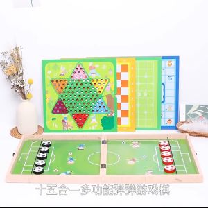 Đồ Chơi Tư Duy Bộ Cờ 3in1 Cờ Vua Cờ Cá Ngựa Cờ Búng Bóng Chất Liệu Gỗ