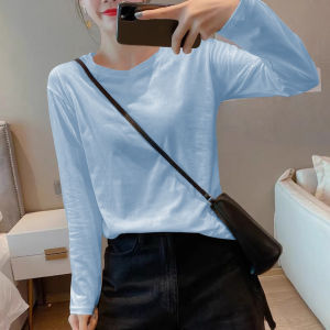 Loose Fit Pure Cotton Long Sleeve Womens T-Shirt Comfortable Breathable Base Layer Shirt Chic Early Autumn Loose Style Top
