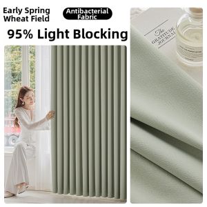 Double-Sided Lightproof Green Curtains Modern Minimalist