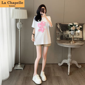 La Chapelle Casual Sportswear Set Women Loose Fit Short Sleeve round Neck Two Piece Set Summer Collection Age Reducing Meat Covering