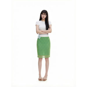 Slimming Dotted Calf-length Skirt