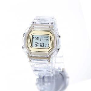 Jam Tangan Rubber Digital Transparan Clear Wanita Pria Watches