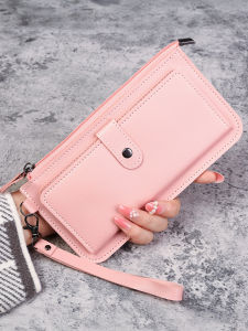 กระเป๋าสตางค์หนัง PU ความจุขนาดใหญ่สำหรับผู้หญิง กระเป๋าใส่บัตรแบบมีซิป กระเป๋าใส่บัตรนักเรียน กระเป๋าสะพายไหล่แบบยูนิเซ็กซ์ กระเป๋าสะพายข้างแบบลำลอง