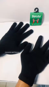 HARGA SEPASANG - SARUNG TANGAN HITAM SARUTA FULL HITAM BAHAN RAJUT ALL SIZE DEWASA