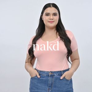 NAKD FASHION LILIA DOUBLE LINING ROUND BASIC DAILY CASUAL SEAMLESS PLUS SIZE BLOUSE WOMEN TOP 5101