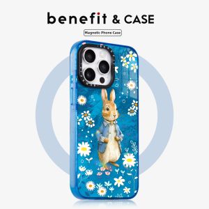 Rabbit Design Fresh Blue Flower Case Anti-Drop Magnetic