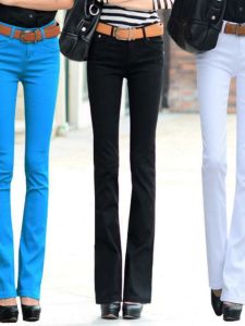 Slimming High Waist Bell Bottom Jeans Womens Casual Long Pants Spring Autumn New Style Straight Leg Jeans Fashionable Ladies