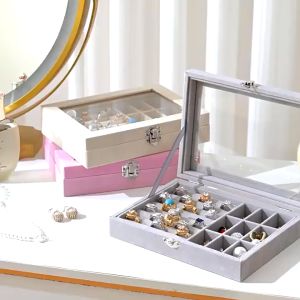 RK Kotak Perhiasan kaca Jewelry Box Ring Earring Display KP06