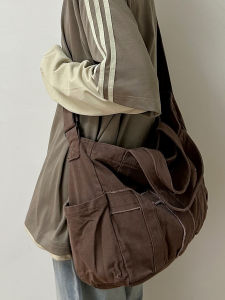 2025 New Canvas Single Shoulder Bag Large Capacity Travel Bag Retro Shopping Bag Student Youth Casual Crossbody Handbag