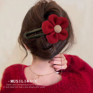 Large Size Hair Clips Womens New 2025 Red Orchid Hair Accessories Elegant Floral Twist Hairpins Candy Princess Brand