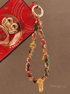 Short Phone Strap Bracelet Robust Wealth Attracting Glass Bead Wrist Pendant Digital Accessories for Women
